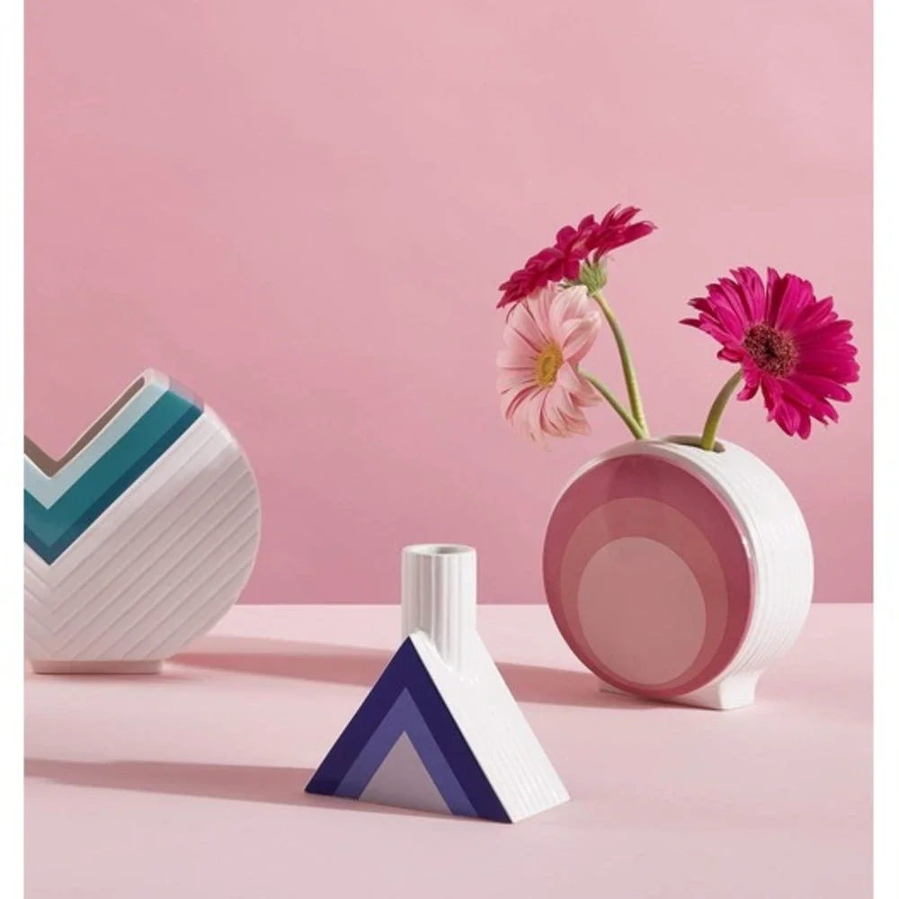 Jonathan Adler Flower Vase Croma Pink Circle Now House Modern Art Deco Mod Lines